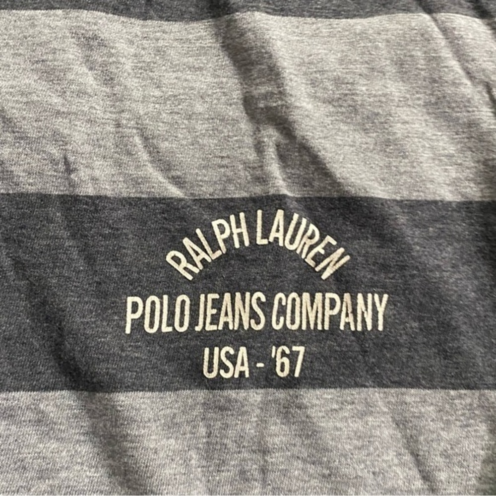 Polo by Ralph Lauren Gray Striped Long‎ Sleeve Polo Mens Size XL - Picture 7 of 8